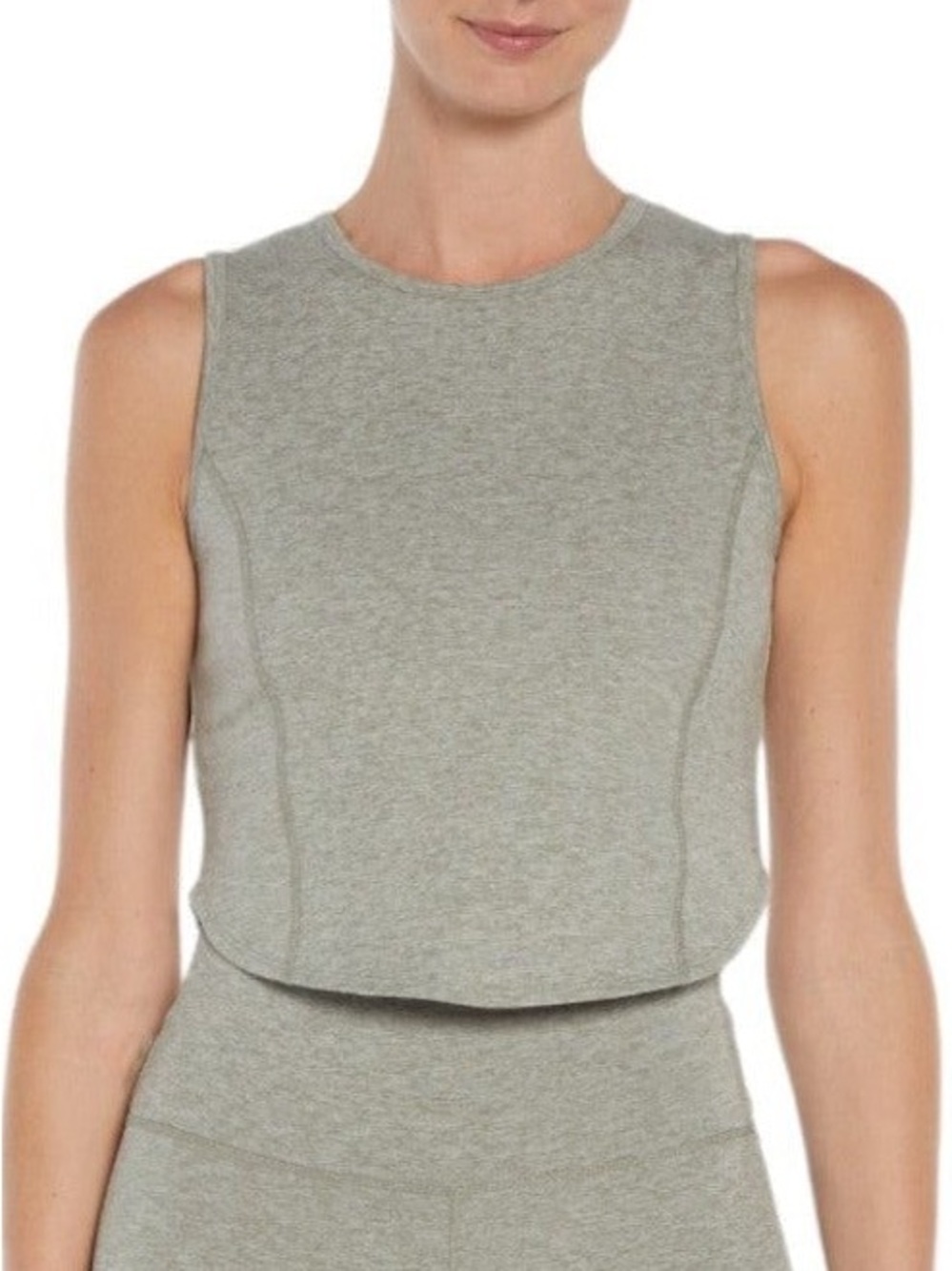 Zobha Heather Green Sleeveless Cropped Tank